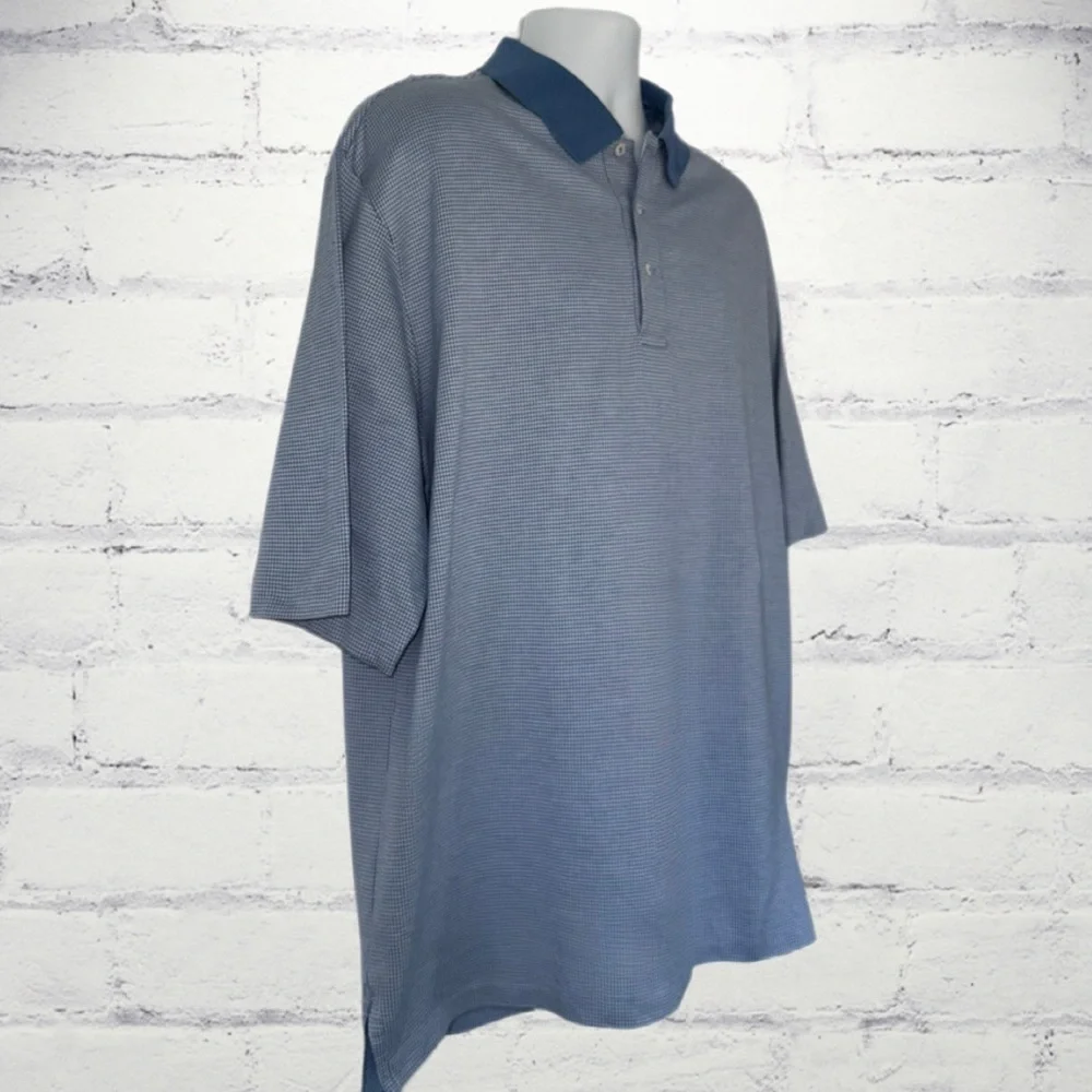 Polo Golf Ralph Lauren XL Pima Cotton Polo Shirt Blue Houndstooth Collar Logo